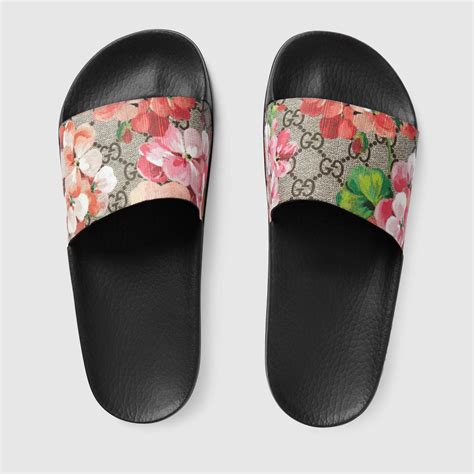 black gucci slides women's|gucci floral platform slides.